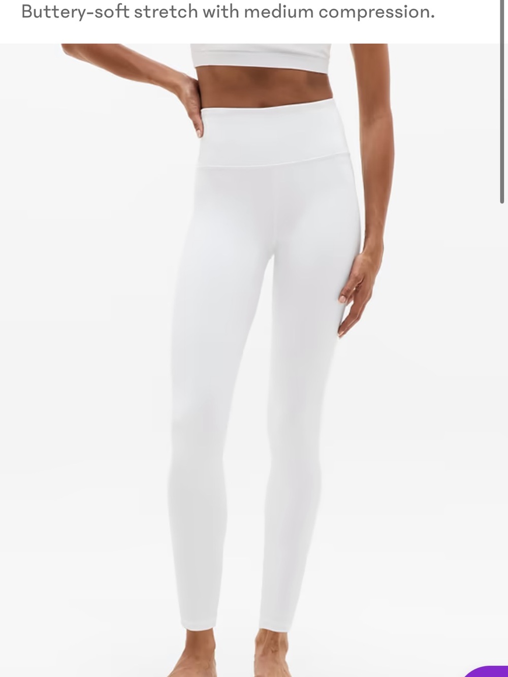 Athleta High-Waist White 7/8 length Leggings in large petite